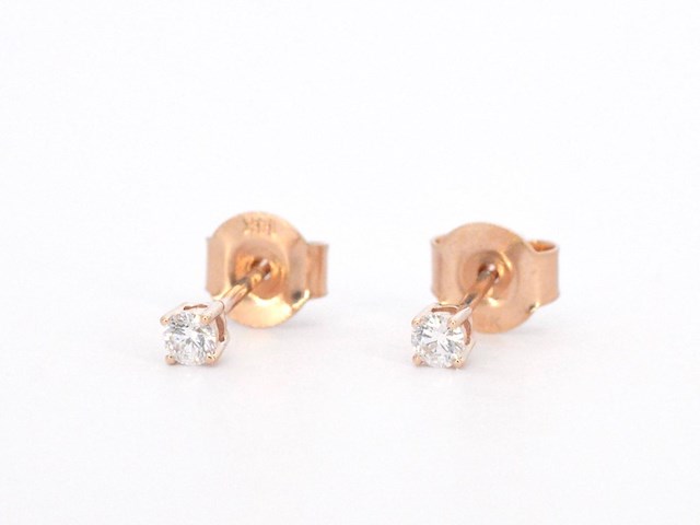 Rosegouden oorbellen met diamant - afbeelding 9 van  10