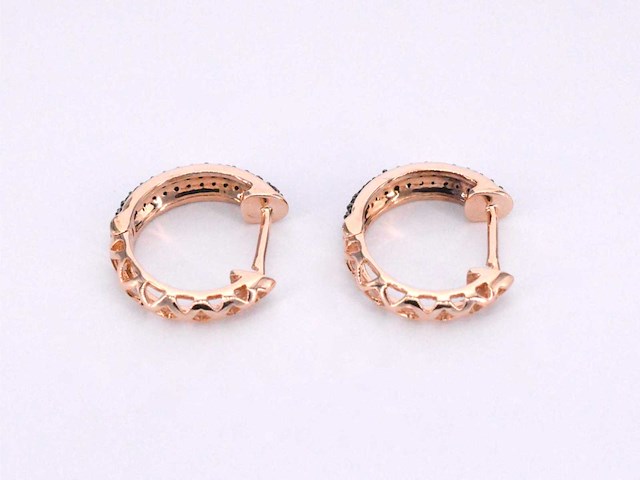 Rosegouden oorbellen met zwarte diamant - afbeelding 9 van  10