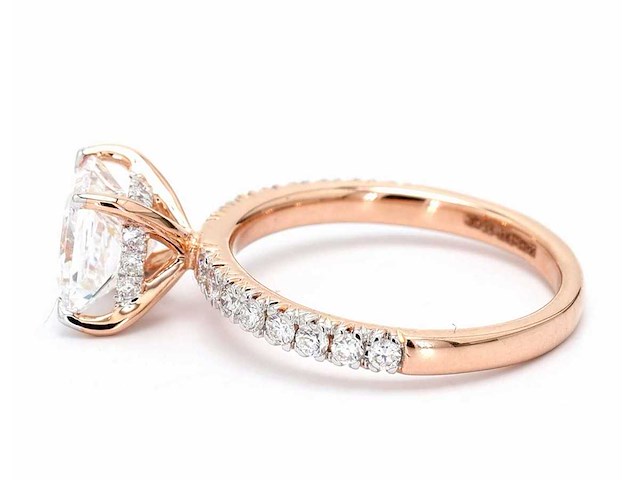 Roségouden ring met 2,44 crt. diamant - afbeelding 3 van  5