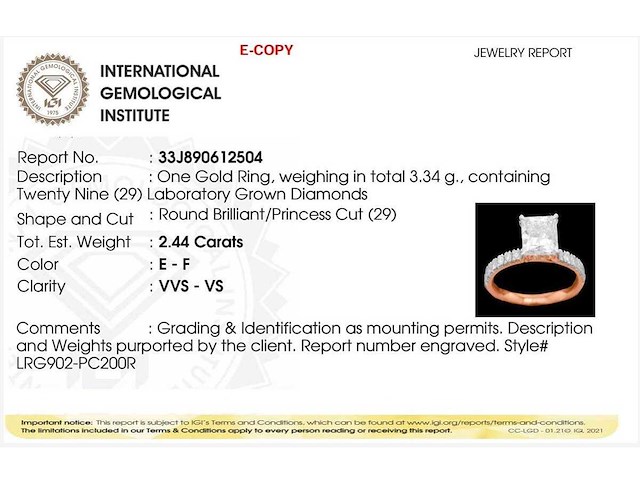 Roségouden ring met 2,44 crt. diamant - afbeelding 2 van  4