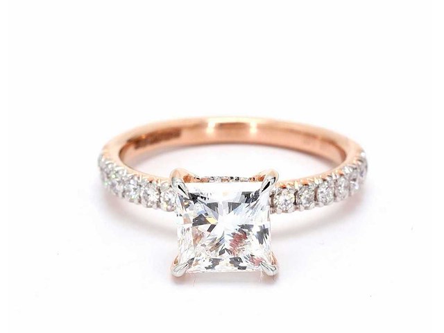 Roségouden ring met 2,44 crt. diamant - afbeelding 1 van  2