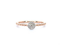 Rosegouden ring met centraal een rondje vol gezet met diamanten - afbeelding 1 van  9