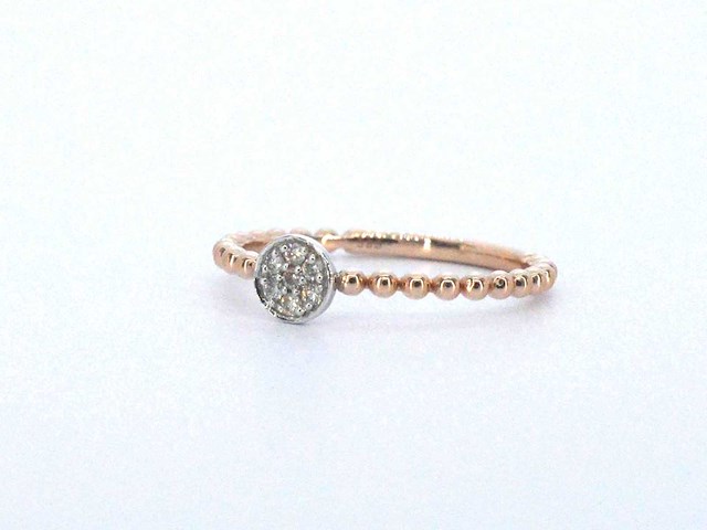Rosegouden ring met centraal een rondje vol gezet met diamanten - afbeelding 4 van  9