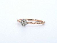 Rosegouden ring met centraal een rondje vol gezet met diamanten - afbeelding 4 van  9
