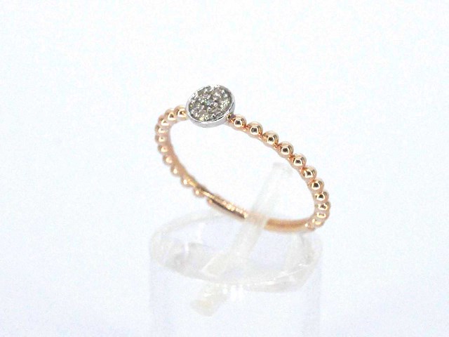 Rosegouden ring met centraal een rondje vol gezet met diamanten - afbeelding 5 van  9