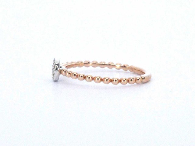Rosegouden ring met centraal een rondje vol gezet met diamanten - afbeelding 9 van  9