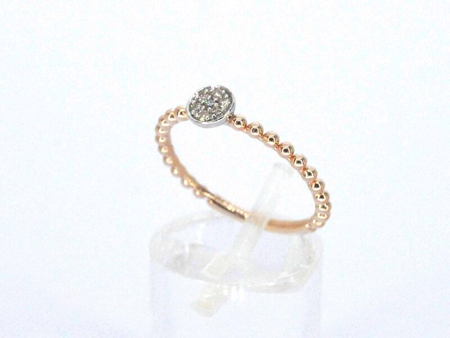 Rosegouden ring met centraal een rondje vol gezet met diamanten - afbeelding 5 van  10