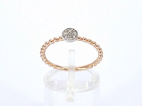 Rosegouden ring met centraal een rondje vol gezet met diamanten - afbeelding 6 van  10