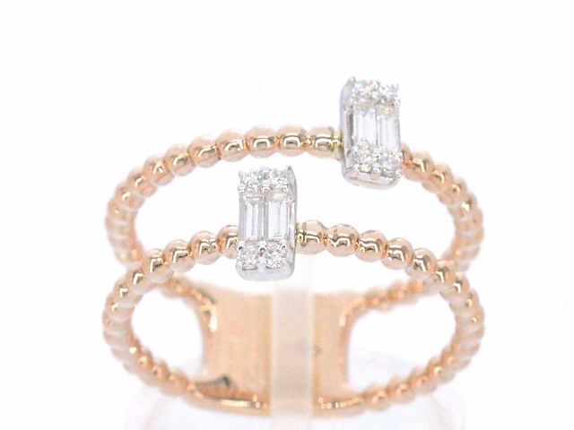 Rosegouden ring met diamanten gezet - afbeelding 1 van  10