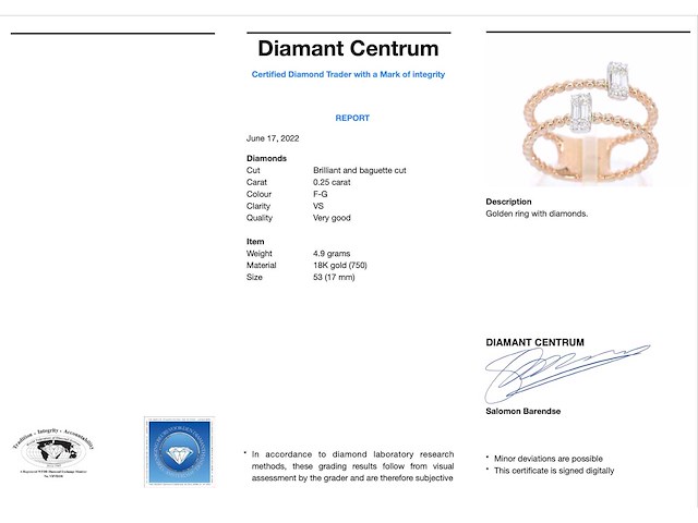 Rosegouden ring met diamanten gezet - afbeelding 4 van  10