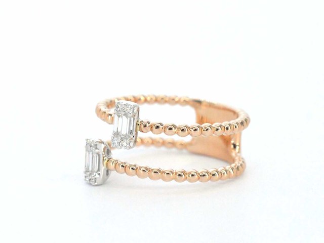 Rosegouden ring met diamanten gezet - afbeelding 10 van  10