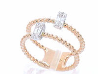 Rosegouden ring met diamanten gezet - afbeelding 3 van  9