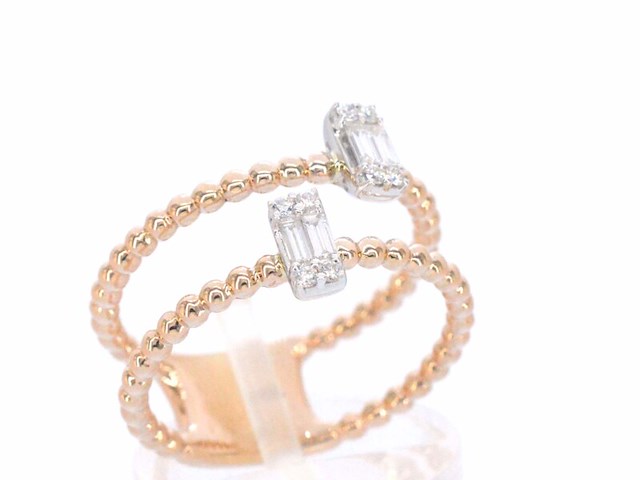 Rosegouden ring met diamanten gezet - afbeelding 4 van  9