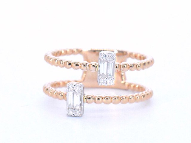 Rosegouden ring met diamanten gezet - afbeelding 6 van  9