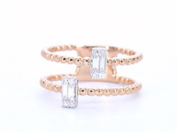 Rosegouden ring met diamanten gezet - afbeelding 6 van  9