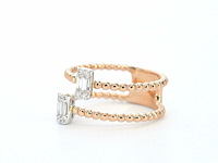 Rosegouden ring met diamanten gezet - afbeelding 8 van  9