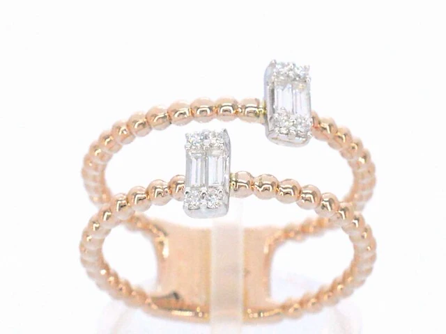 Rosegouden ring met diamanten gezet - afbeelding 1 van  11