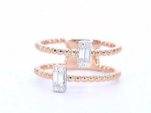Rosegouden ring met diamanten gezet - afbeelding 8 van  11