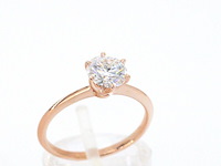 Rosegouden ring met een briljant geslepen diamant van 1.00 carat - afbeelding 7 van  12