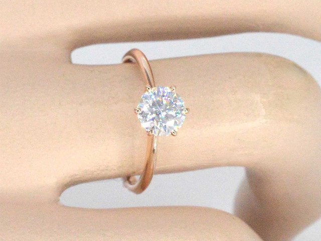 Rosegouden ring met een briljant geslepen diamanten van 1.00 carat - afbeelding 10 van  11