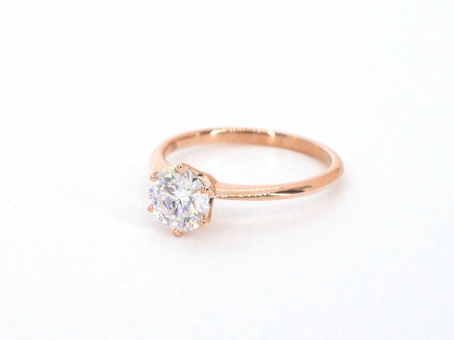 Rosegouden ring met een briljant geslepen diamanten van 1.00 carat - afbeelding 9 van  11