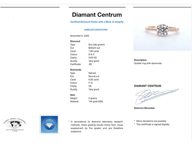 Rosegouden ring met een diamant van 1.00 carat - afbeelding 5 van  11