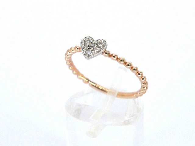 Rosegouden ring met een hartje vol gezet met diamanten - afbeelding 5 van  10