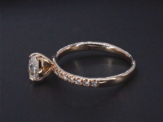 Rosegouden ring met een peer geslepen diamant - afbeelding 8 van  11