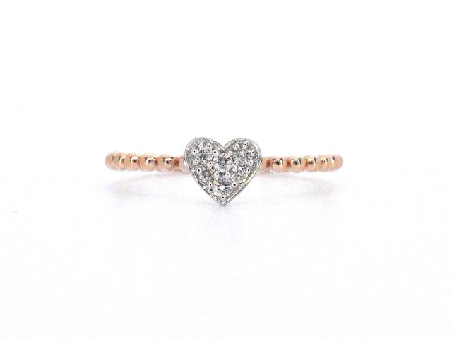 Rosegouden ring met hartje volledig gezet met diamanten - afbeelding 1 van  9