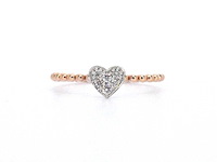 Rosegouden ring met hartje volledig gezet met diamanten - afbeelding 1 van  9