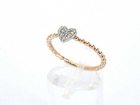 Rosegouden ring met hartje volledig gezet met diamanten - afbeelding 5 van  9