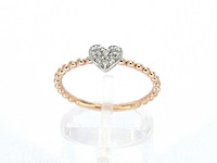 Rosegouden ring met hartje volledig gezet met diamanten - afbeelding 6 van  9