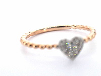 Rosegouden ring met hartje volledig gezet met diamanten - afbeelding 8 van  9