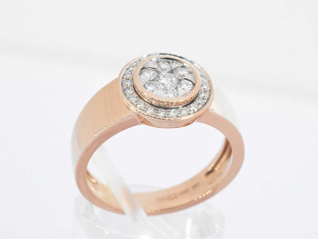 Rosegouden ring met natuurlijk gezette diamanten van hoge kwaliteit - afbeelding 6 van  7