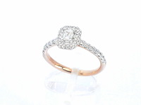 Rosegouden ring met natuurlijke baguette en briljant geslepen diamanten - afbeelding 3 van  8
