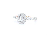 Rosegouden ring met natuurlijke baguette en briljant geslepen diamanten - afbeelding 4 van  8