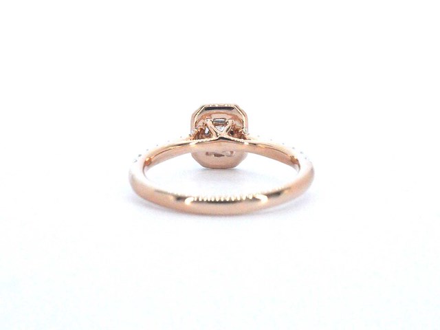 Rosegouden ring met natuurlijke baguette en briljant geslepen diamanten - afbeelding 6 van  8