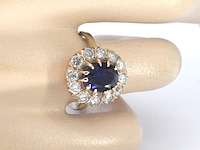 Rosegouden ring met natuurlijke diamanten en een blauwe edelsteen - afbeelding 4 van  11