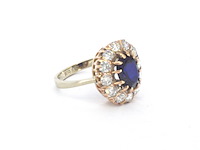 Rosegouden ring met natuurlijke diamanten en een blauwe edelsteen - afbeelding 5 van  11