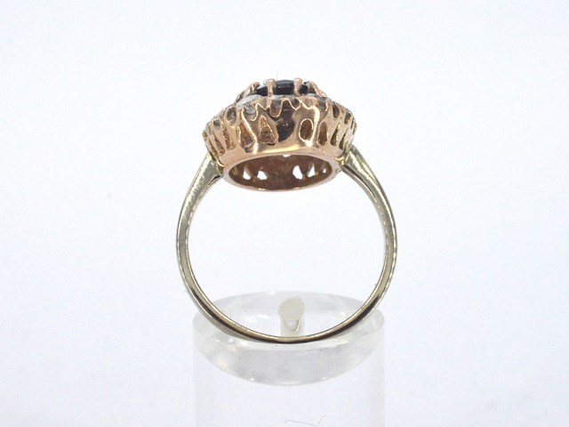 Rosegouden ring met natuurlijke diamanten en een blauwe edelsteen - afbeelding 8 van  11