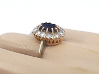 Rosegouden ring met natuurlijke diamanten en een blauwe edelsteen - afbeelding 11 van  11