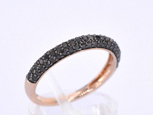 Rosegouden ring met zwarte briljanten diamanten - afbeelding 7 van  11