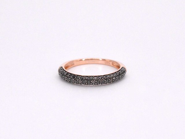 Rosegouden ring met zwarte briljanten diamanten - afbeelding 8 van  11