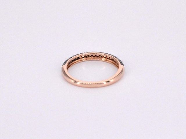 Rosegouden ring met zwarte briljanten diamanten - afbeelding 9 van  11
