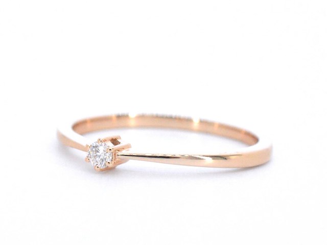 Rosegouden ring solitaire met een briljant geslepen diamant - afbeelding 10 van  11