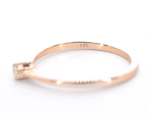 Rosegouden ring solitaire met een briljant geslepen diamant - afbeelding 11 van  11