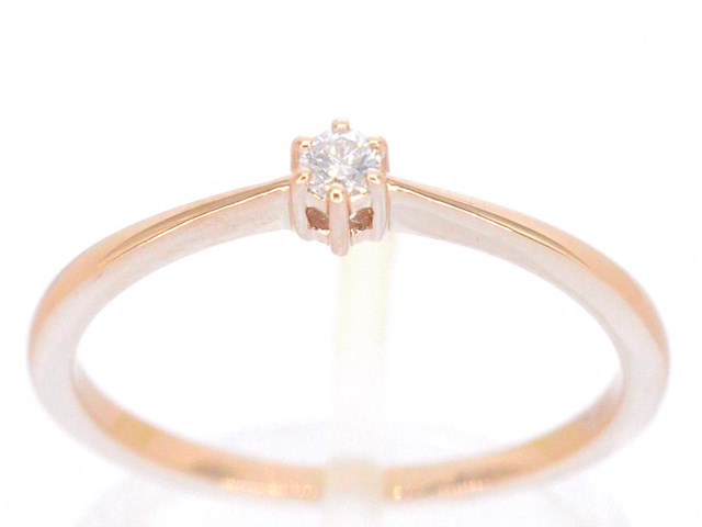 Rosegouden ring solitaire met een briljant geslepen diamant - afbeelding 1 van  11