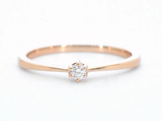 Rosegouden ring solitaire met een briljant geslepen diamant - afbeelding 8 van  11