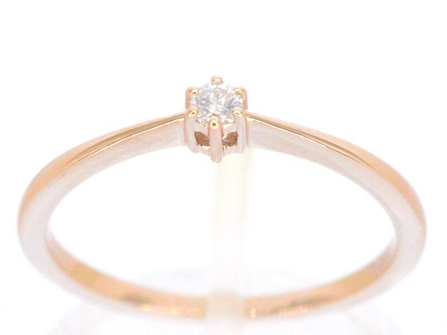 Rosegouden ring solitaire met een briljant geslepen natuurlijke diamant - afbeelding 1 van  11
