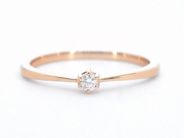 Rosegouden ring solitaire met een briljant geslepen natuurlijke diamant - afbeelding 8 van  11